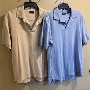 Selling 2    IZOD Polo Shirts. Men size Small    One Blue One Wheat color.
